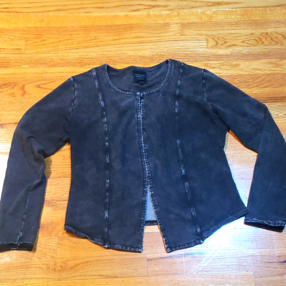 Tamnoon stone washed one button open jacket stretchy jeans material sz4